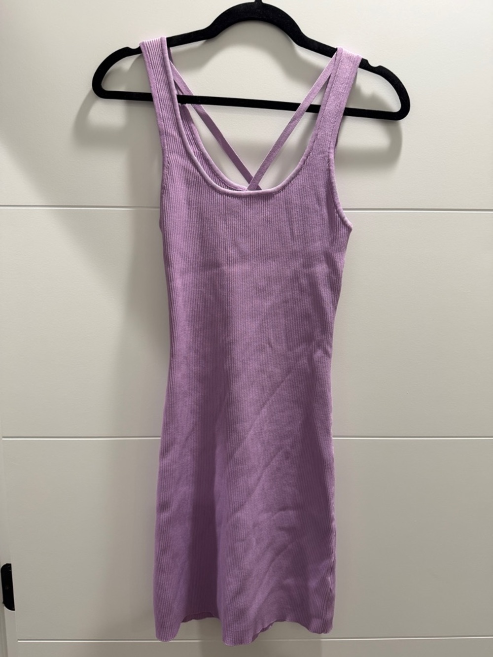 Signature brand Lilac colored Ribbed Mini Dress with Strappy Back